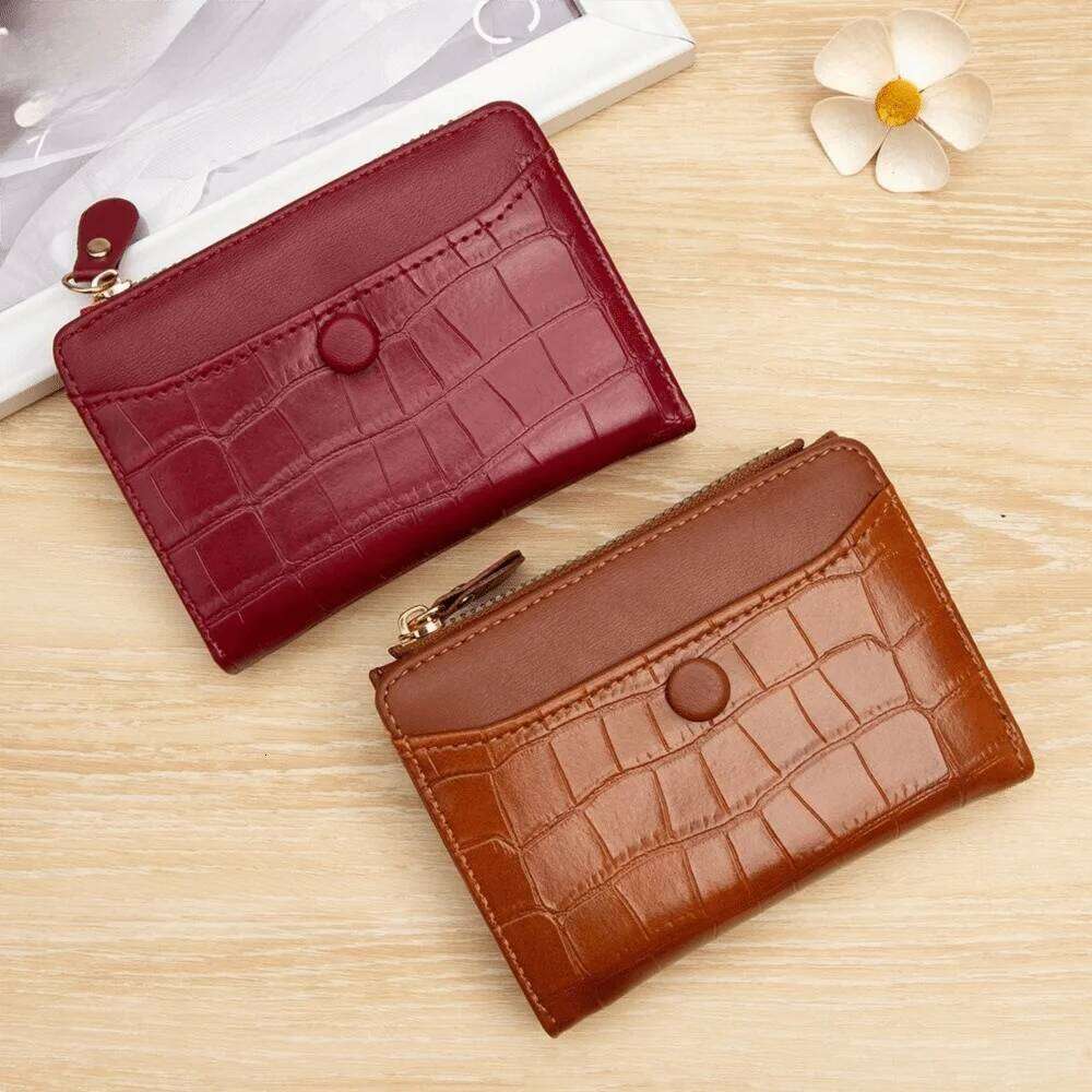 Fashion Multi-card Slots Women's Short Wallet Leather Crocodile Print Coin Purse Waterproof Solid Color Card Storage Bag Z260205