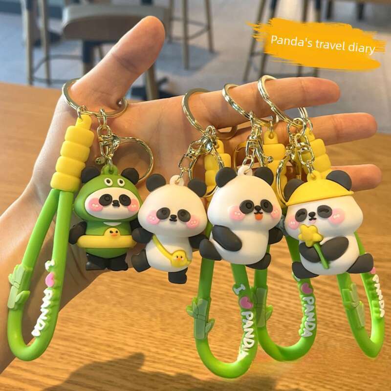 Cute Creative Kung Fu Panda Travel 3D Soft Rubber Doll Car Bag Keychain Pendant Gift