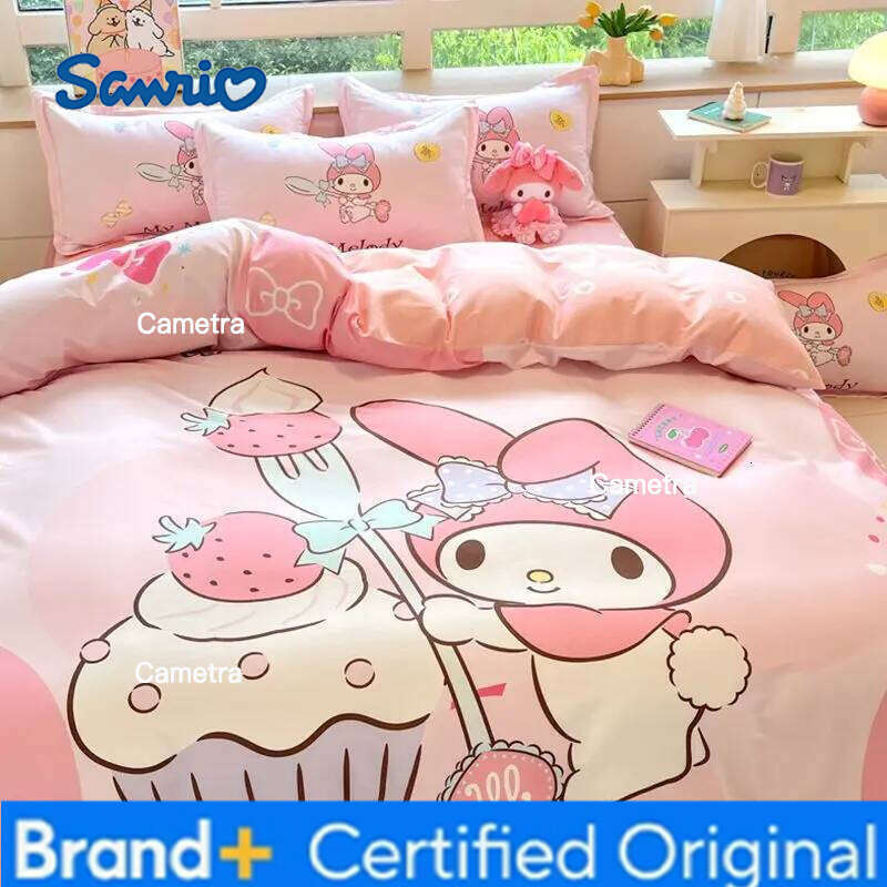 Sanrio Original Melody 100% Large Version Four-piece Cotton Bed Sheet Quilt Cover Pillowcase Three-piece Set H260205