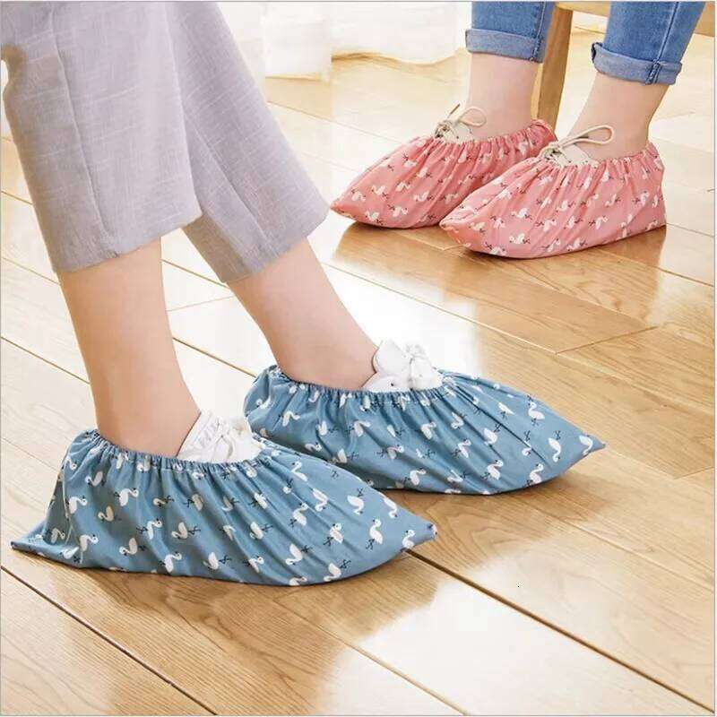 1Pcs Practical Swan Decor Waterproof Shoe Covers Indoor Washable Elastic Adult Dustproof Cloth Cover Shoes Household Accessories S260204