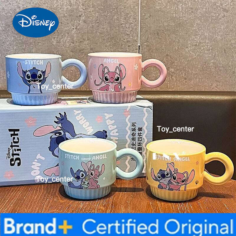 Disney Kawaii Cartoon Anime Peripheral Stitch Model New Ceramic Household Milk Coffee Mug High Appearance Stacked Cup Birthday Gift H260205