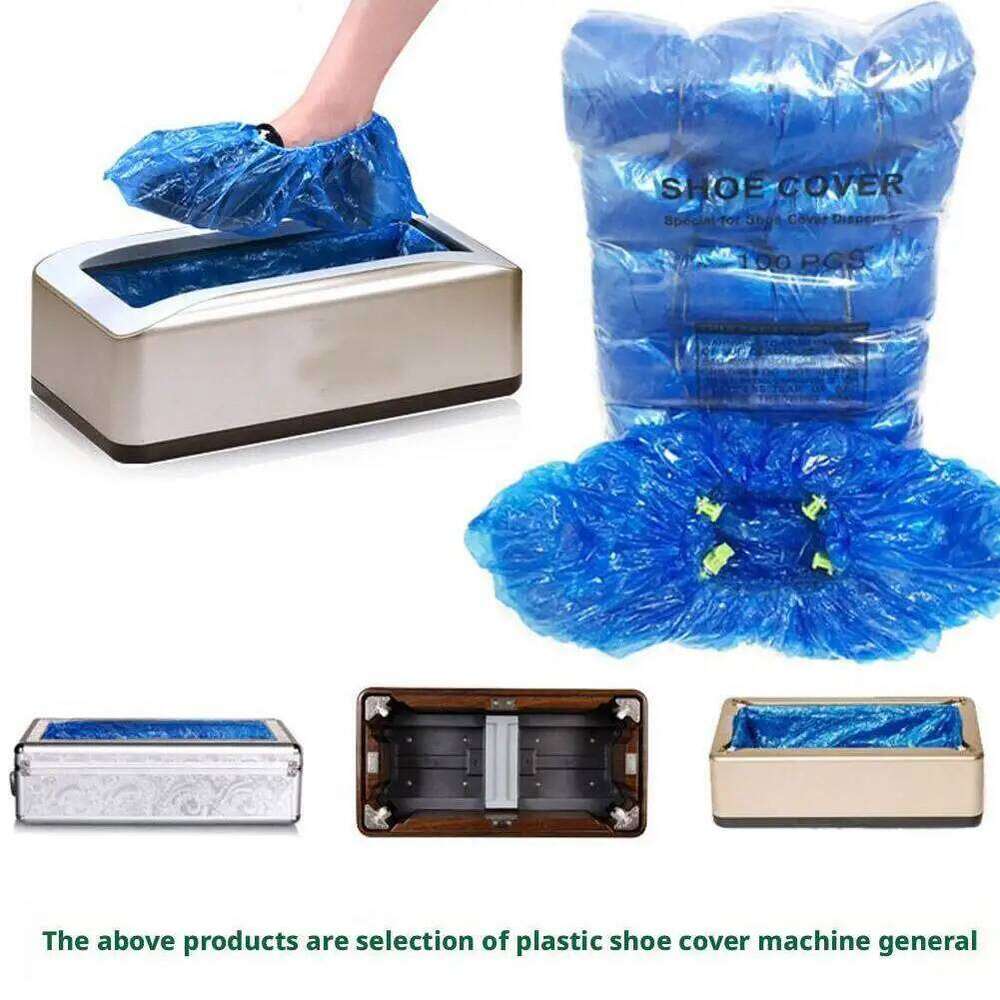 100pcs Disposable Automatic Covers T-Buckle Plastic Shoe Protectors for Household Indoor Machines S260204