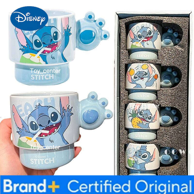 Disney Stitch Coffee Mug Anime Character Ceramic Stacked High Beauty Female Office Drinking Cup Suitable for Home Use Gifts H2602051