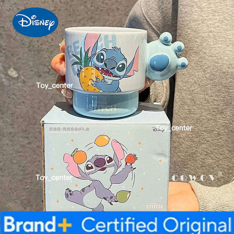 Disney Stitch Coffee Mug Anime Character Ceramic Stacked High Beauty Female Office Drinking Cup Suitable for Home Use Gifts H2602051
