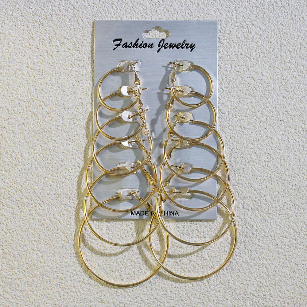 european and american versatile earrings for women to look slim internet famous with different sizes of earrings combined in a simple and fashionable 