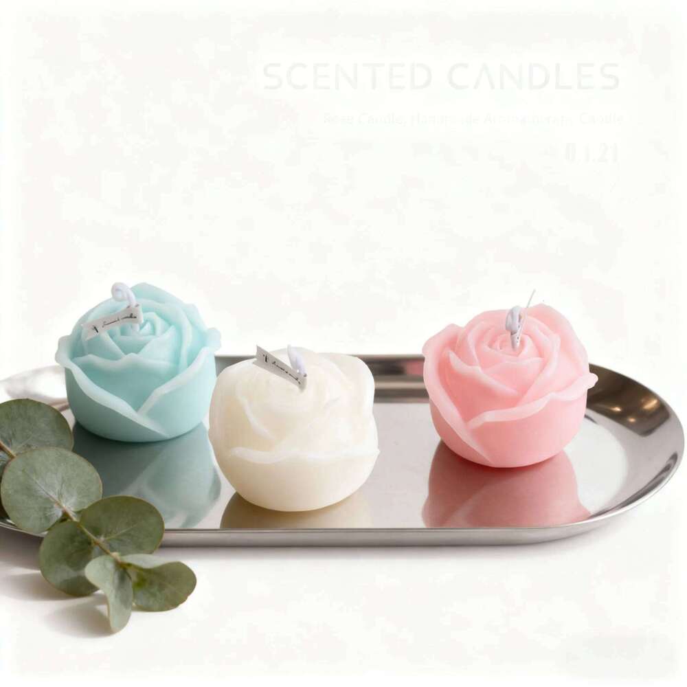 Handmade Rose Flower Shaped Candle, Natural Soy Wax Aromatherapy, Romantic Home Decor & Wedding Gift, Luxury Scent for Bedroom S260204