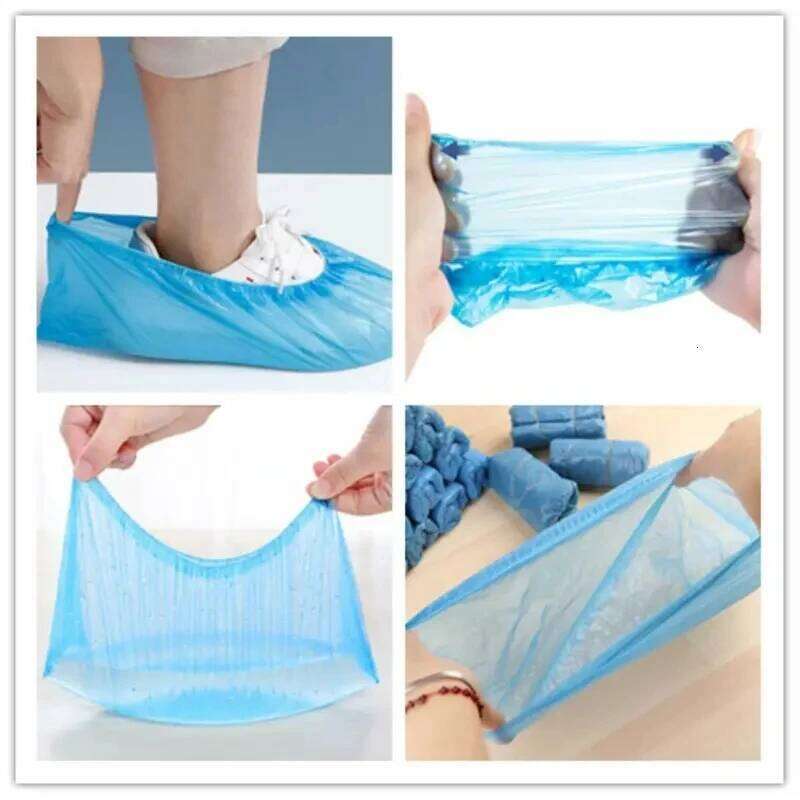disposable waterproof plastic non-slip foot indoor PE padded shoe cover 100PCS S260204
