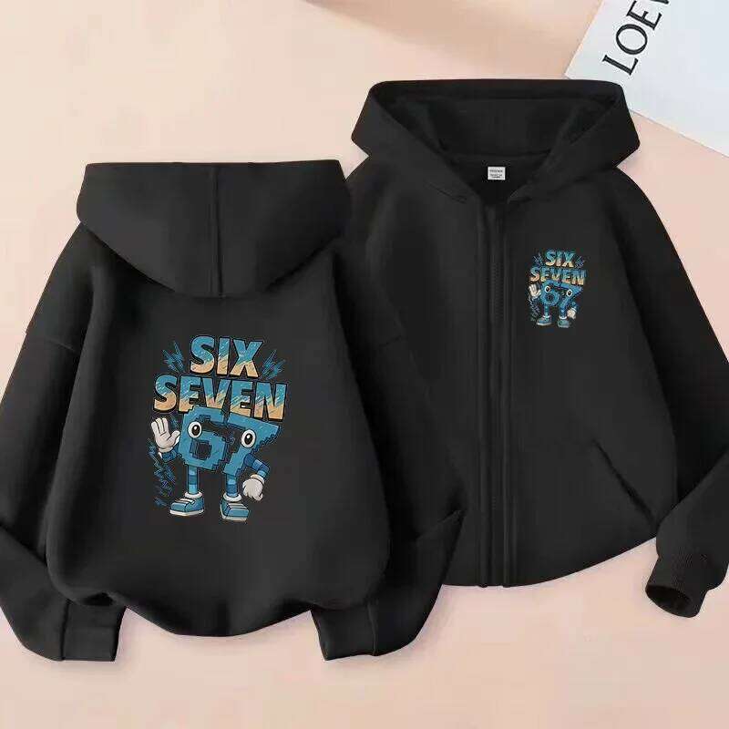 Fashion 67 Kid's Clothes Hoodie+Pants Suit Spring Autumn six seven Tracksuit 2pcs Set 3-12 Years Children zipper hoodies X260205