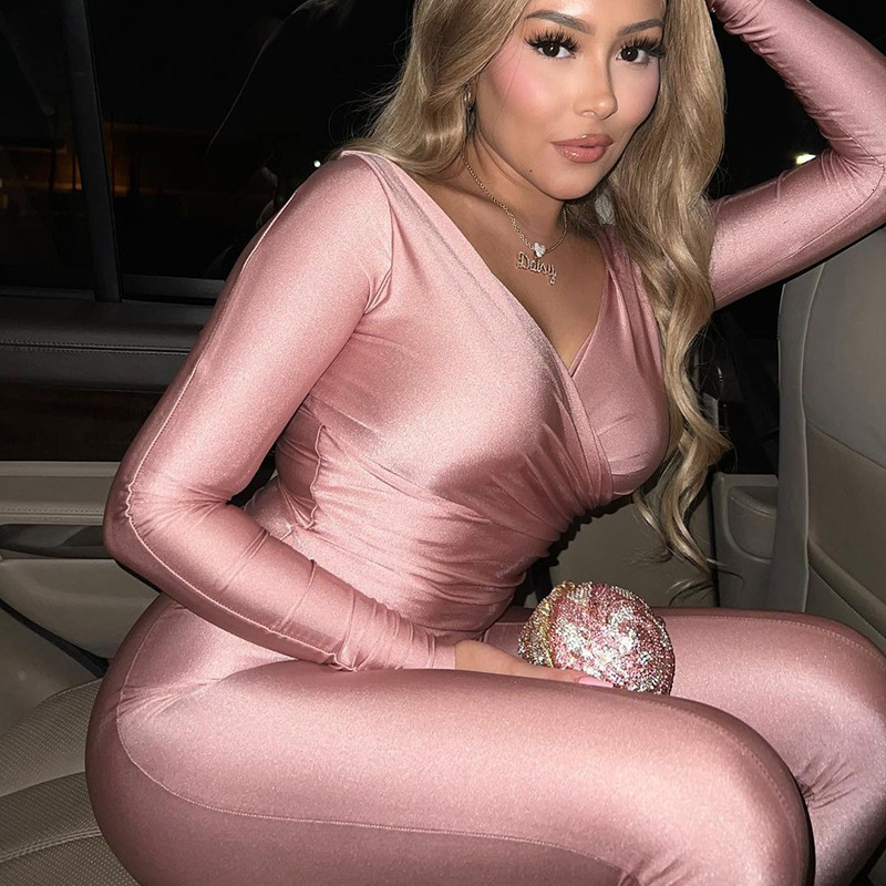 Dulzura One Shoulder Long Sleeve Cut Out Jumpsuit For Women Bodycon Sexy Streetwear Rompers Club Party Outfits Spring Summer 250211