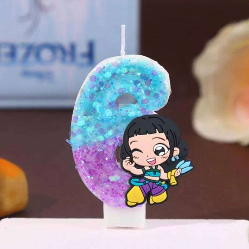 Hot K-Pop Demon Hunters Decoration Numi Mira Zoe Digital Candle Cake Top Birthday party cake decoration S260204