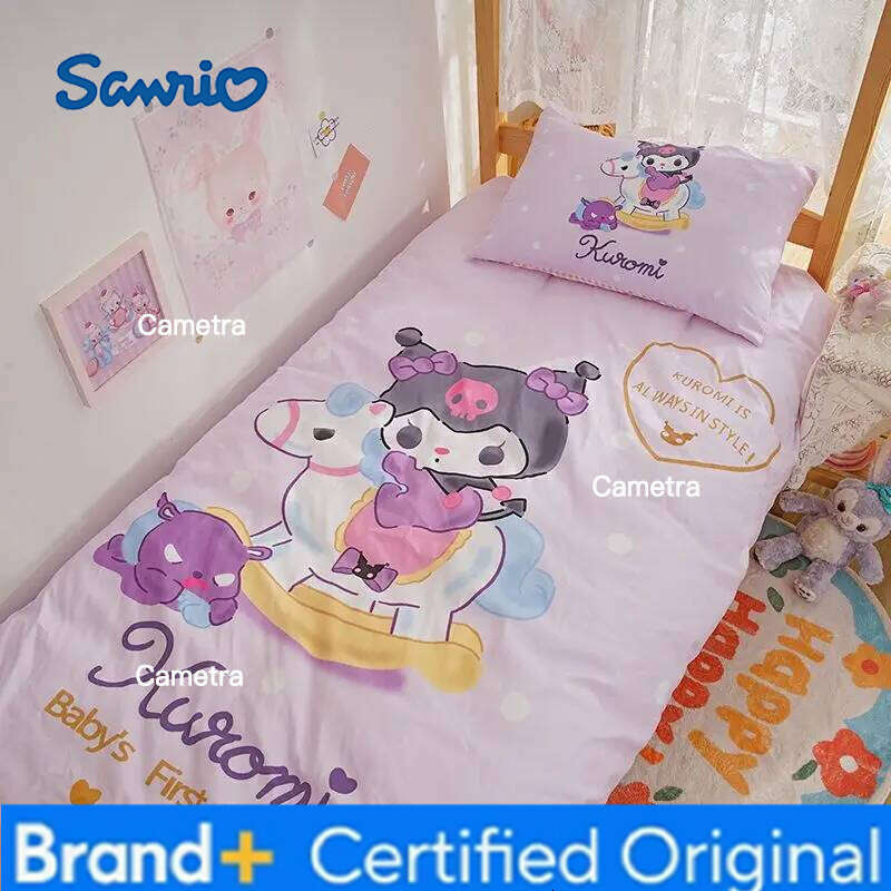 Sanrio Kuromi Cinnamoroll Hello Kitty Melody Dormitory Pillowcase Duvet Cover Sheet Three-piece Cute Girl Bedding Set Gift H2602051