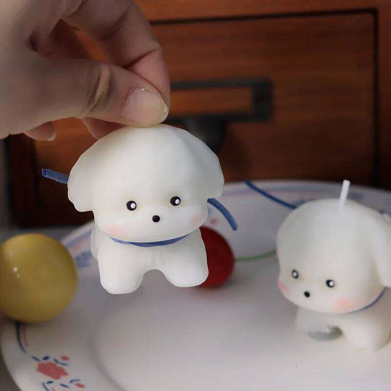 5.3x5.3cm Handcrafted Pet Dog-shaped Candle, Cute Cartoon, Exquisite Desktop Decoration, Wedding Souvenir, Birthday Gift S260204