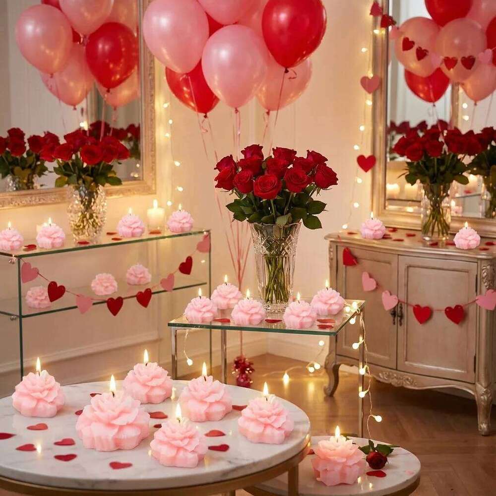 10sets Floral Rose Shaped Wax Candles, Decorative Candles for Wedding Favors, Party Decorations, Baby Showers, Bridal Parties S260204