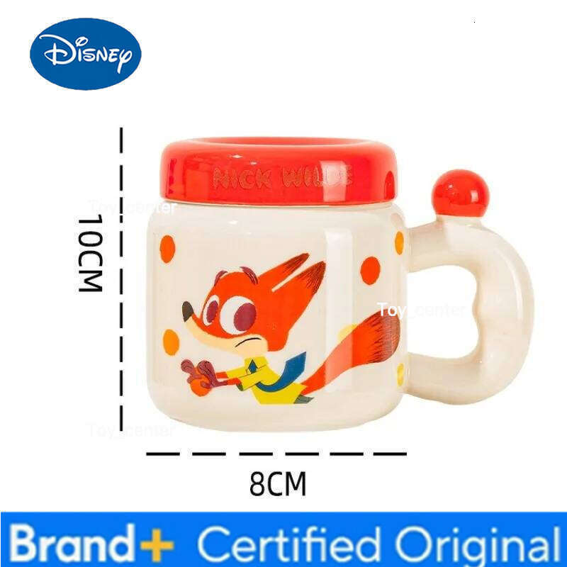 Disney 400ML Zootopia Multiple Characters Ceramic Mug with Dustproof Lid Cute Cartoon Milk Coffee Cup Home Birthday Gift H260205
