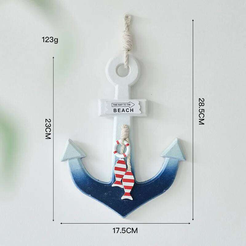 New Anchor Navigation Decoration Wooden Marine Crafts Home Wall Courtyard Decor Pendant Hanging Clothes Hook Beach Sign S260204