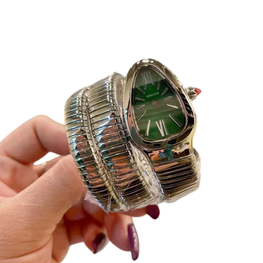 jason007 B1 Japanese Quartz Snake Tubogas Hardlex Diamond Glass New Womens watches Black Stainless steel