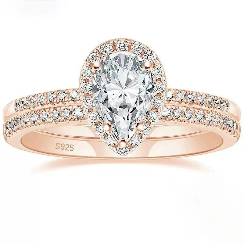 Classic IGI Certificate CVD HPHT 1CT 2CT 3CT Pear Cut Lab Grown Diamond Ring Custom Wedding Ring Fine Halo Ring for Party - view 8
