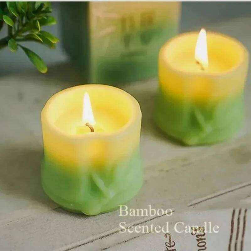 Natural Plant Bamboo Scented Candle Table Decor Home Decoration Wedding Birthday Party Candles H260205
