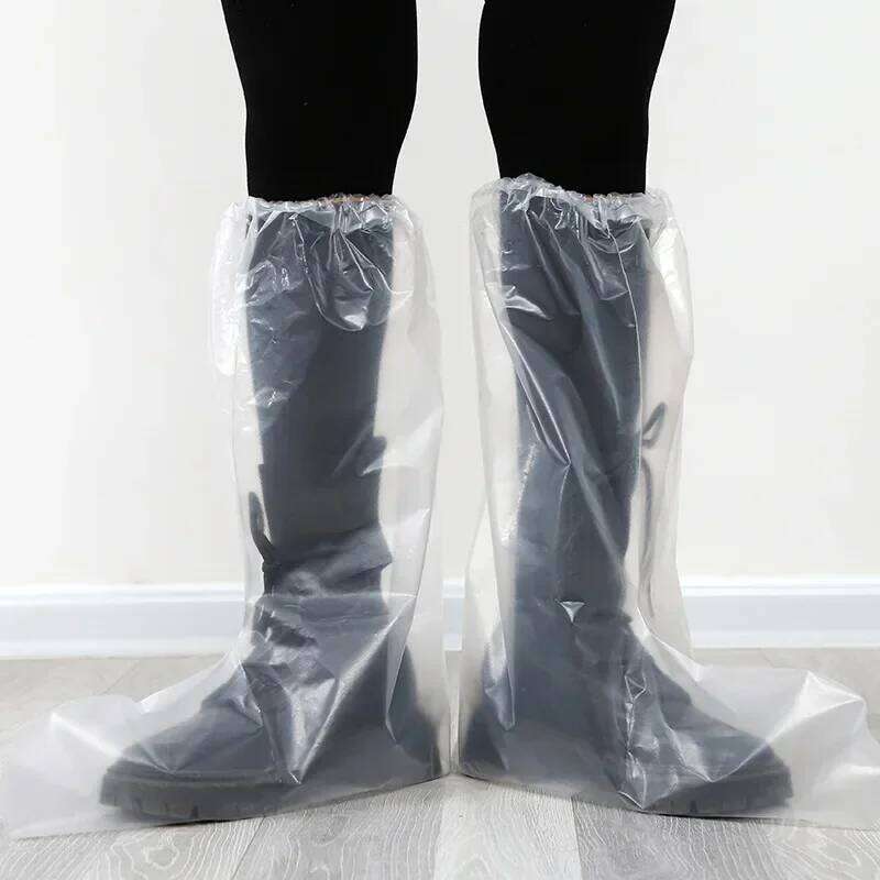 Disposable Plastic Shoe Thickened Long Footwear Boot Covers Shoes Cover Rain Waterproof S260204