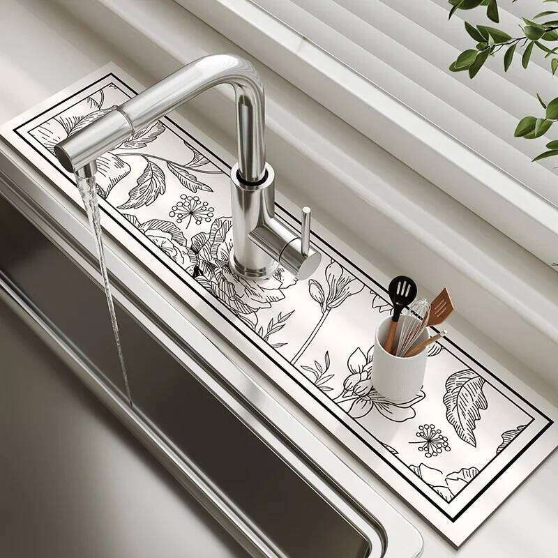Diatomaceous Earth Faucet Drain Absorbent and Drying Countertop Sink Splash Mat, Kitchen Accessories