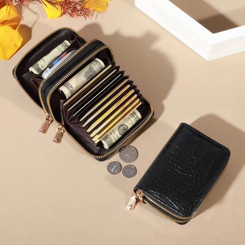 Elegant Women's Multi Wallet - Secure Double Zip Clutch | Casual PU Leather Purse with Style Storage Crocodile Card Bag Z260205