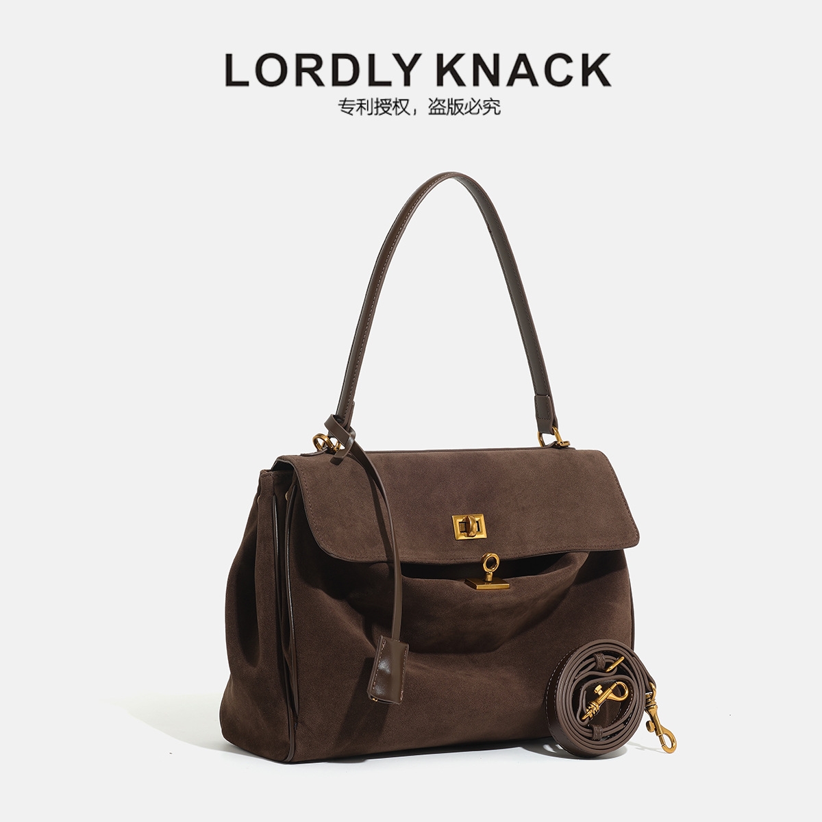 LORDLY KNACK New style commuter casual matte shoulder bag with crossbody strap and retro design - Free shipping