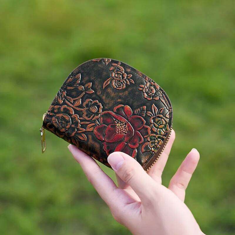 Vintage PU Leather Female Small Wallet Luxury Flowers Pouch Handbag For Women Coin Purse Card Holders Clutch Z260205