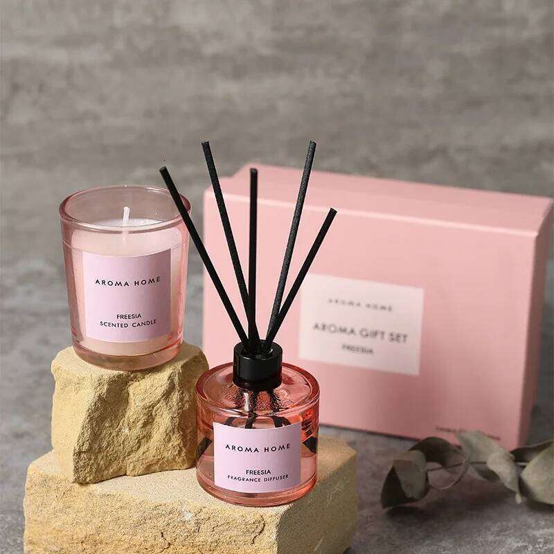 2Pcs Box Set Aromatherapy Essential Oil Rattan Handmade Clear Scented Candle Lamp Companion Return Gift Fragrance Diffuser H260205