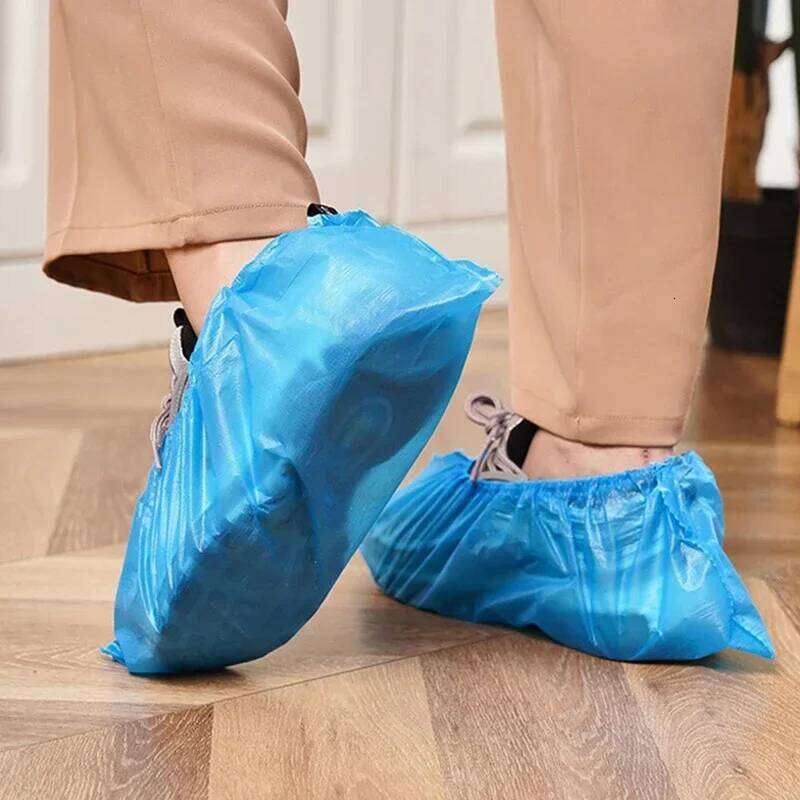 100pcs/Pack Plastic Disposable Waterproof Dustproof Thickened Foot Carpet Cleaning Shoe Cover S260204