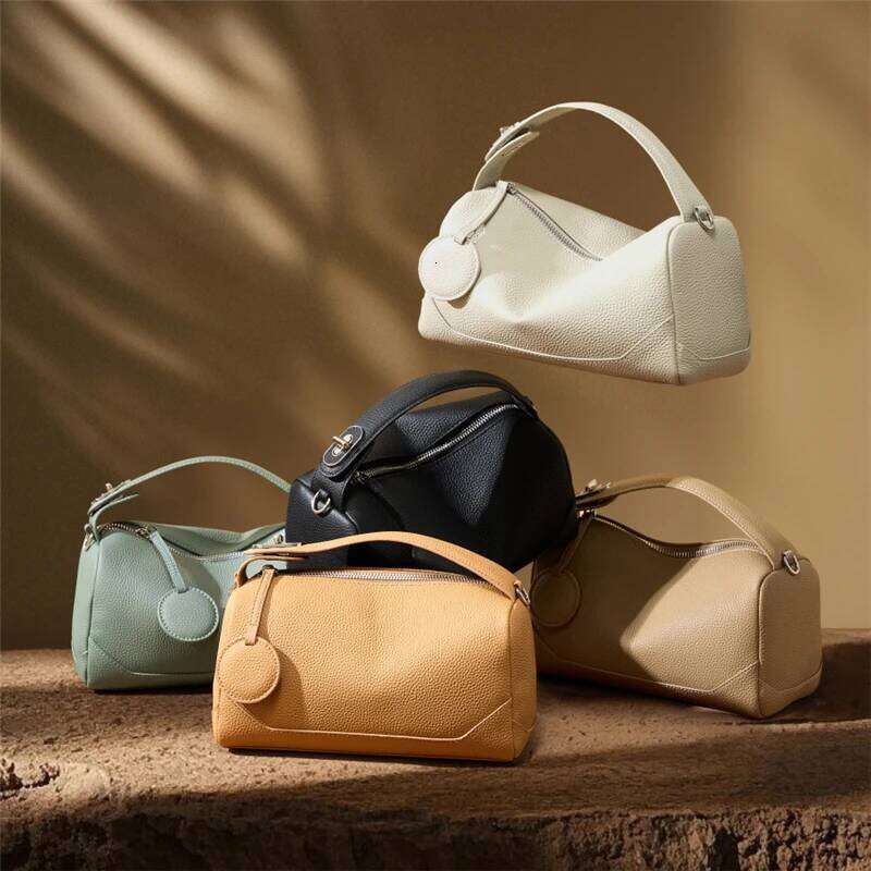 Burminsa Cowhide Genuine Leather Pillow Shoulder Crossbody Bags For Women Luxury Designer Top Handle Tote Ladies Handbags High Quality Luxury Bag LEMO