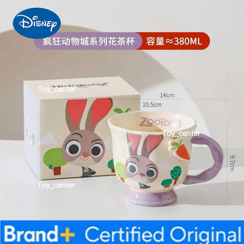 Disney 380ML Zootopia Cartoon Anime Couples Lid Mug Cute Print Ceramic Tea Coffee Milk Cup Home Decoration Kawaii Gift for Girls H260205