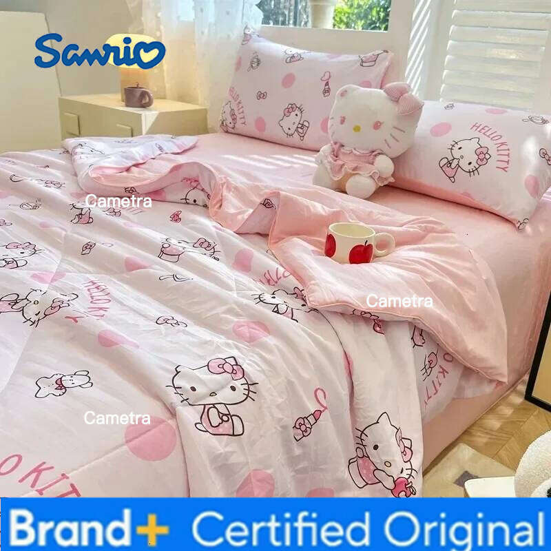 Sanrio Hello Kitty Kawaii Summer Anime Cartoon Quilt Cover Student Bedding Soft Microfiber Bedspread Lightweight Coverlet H260205