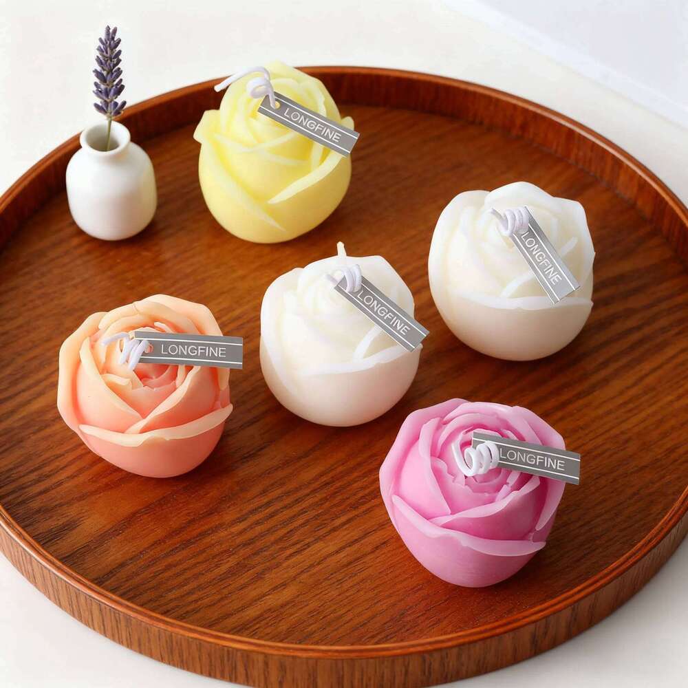 Handmade Rose Flower Shaped Candle, Natural Soy Wax Aromatherapy, Romantic Home Decor & Wedding Gift, Luxury Scent for Bedroom S260204