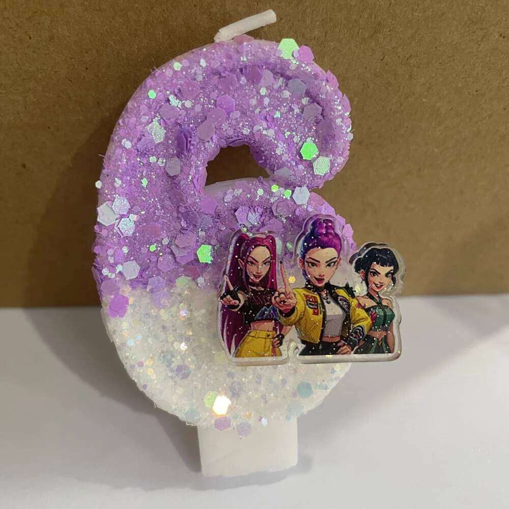 2025 Hot Kpop Demon Hunters Theme Candle 3D Number 0-9 Kids Birthday Cake Decoration Baby Shower Anime Party Accessories Gifts S260204