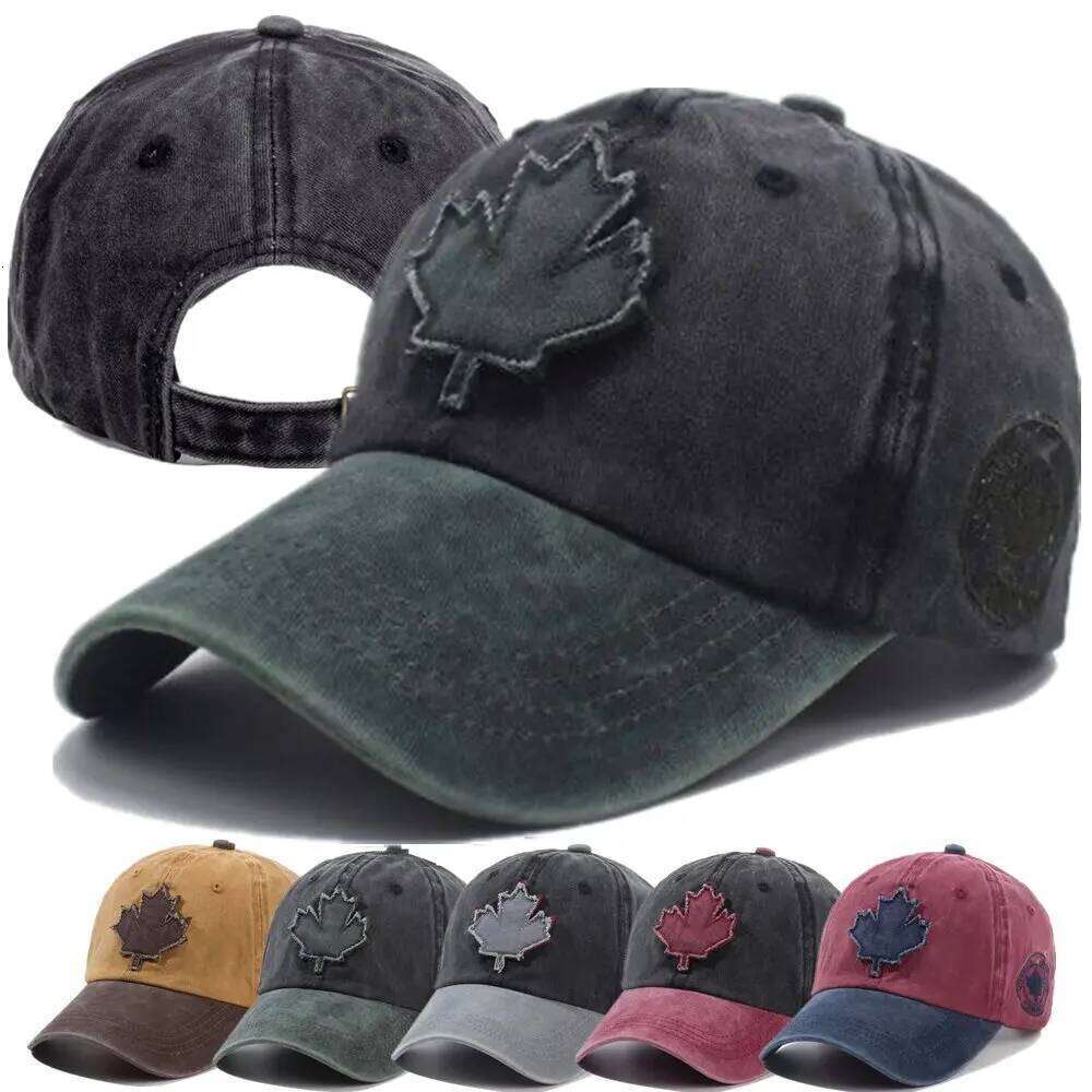 Unisex Washed Cotton Vintage Canada Big Maple Embroidery Baseball Cap Men And Women Outdoor Sports Hats 26L0205