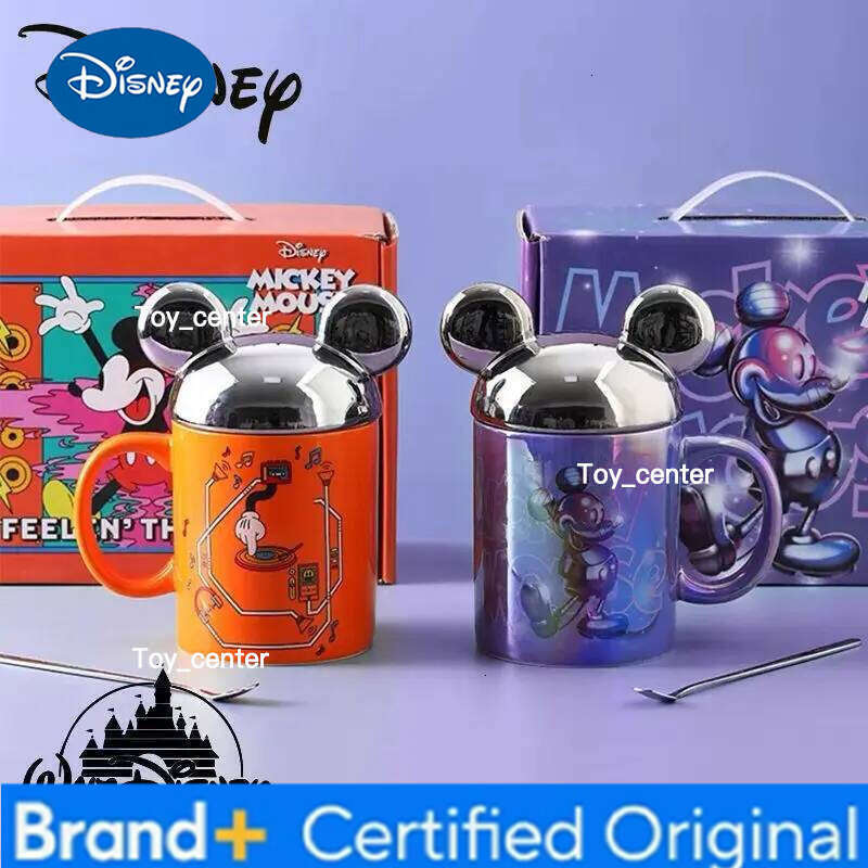 Disney Mickey mug, cute cartoon, personalized creative stylish ceramic with lid, large capacity office coffee cup, birthday gift H260205