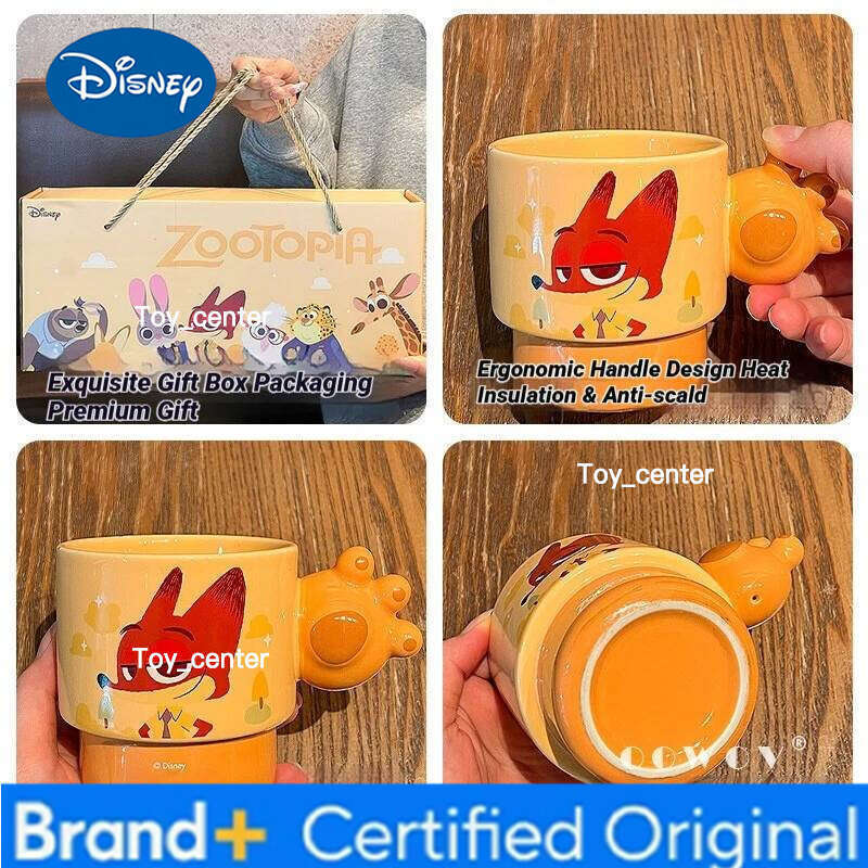 Disney Zootopia Ceramic Couple Water Cup Heat Insulation Handle Home Coffee Mug Box Packed Birthday Gift For Couples H260205