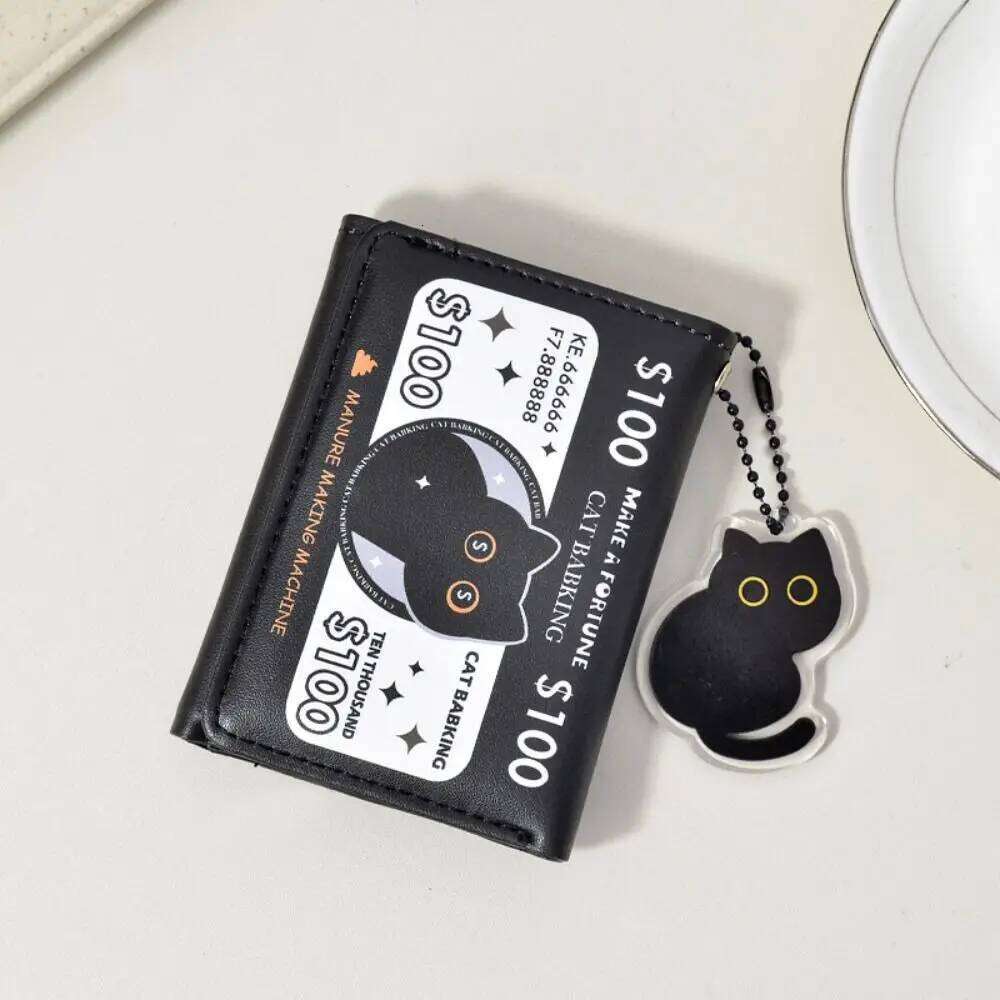 Festive Fortune Folding Wallet with Baking Design Three-Fold Large Capacity Cat Pattern Coin Purse Z260205