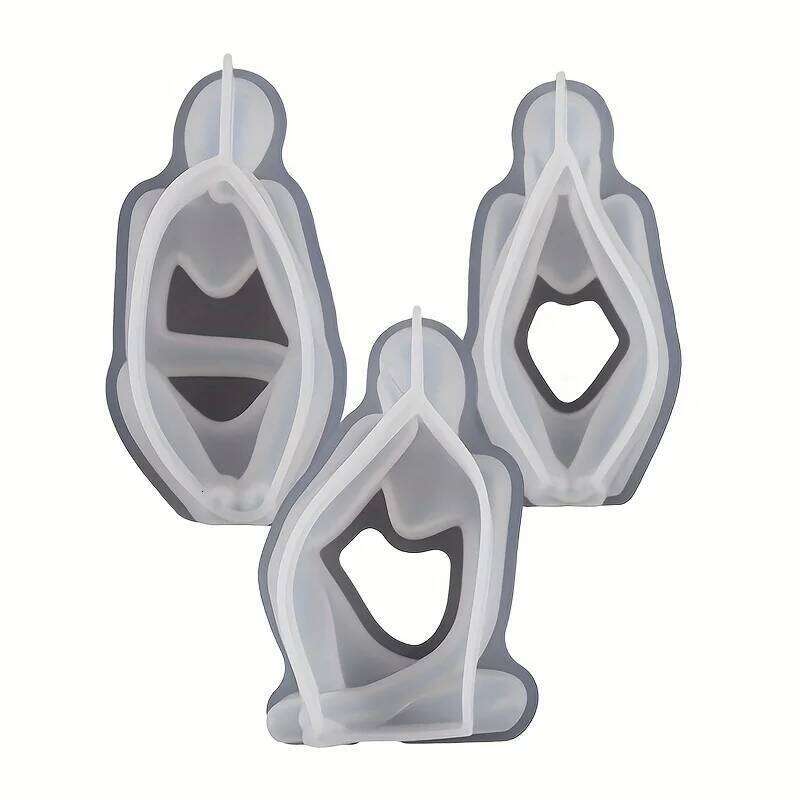 3pcs Silicone Mold Set Human Figures Ideal for Aromatherapy Meditation Crafts Resin Casting and Cement Christmas Decorations S260204