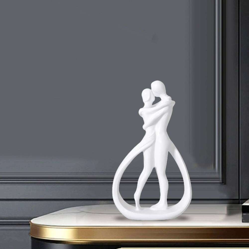 Resin Crafts Table Centerpiece Hugging Couple Abstract Figurine for Bookshelf Desk Home Office Fireplace S260204