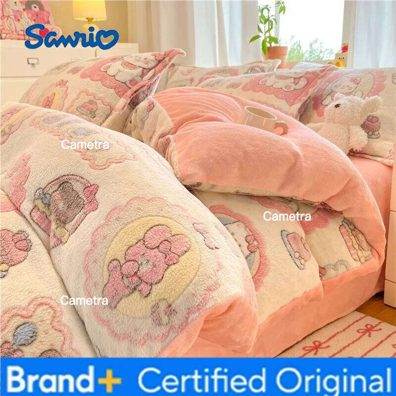 Sanrio Warm Flannel Duvet Cartoon Print Quilts Cover Skin-friendly Bedding Winter Comforter Covers funda nordica No Pillowcase H260205