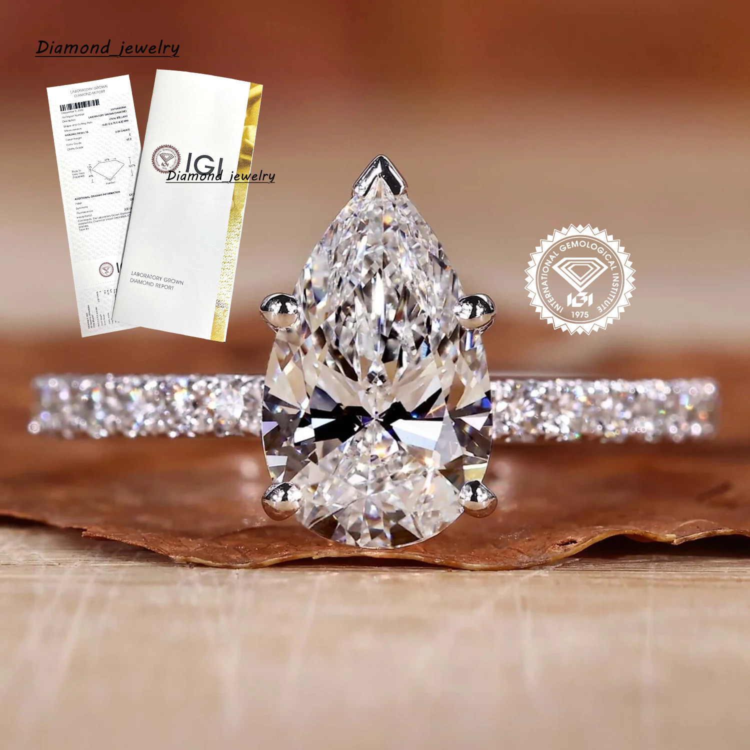 IGI Certified CVD HPHT Lab Grown Created Diamond 10k 14k 18k Solid Gold Ring Engagement Ring