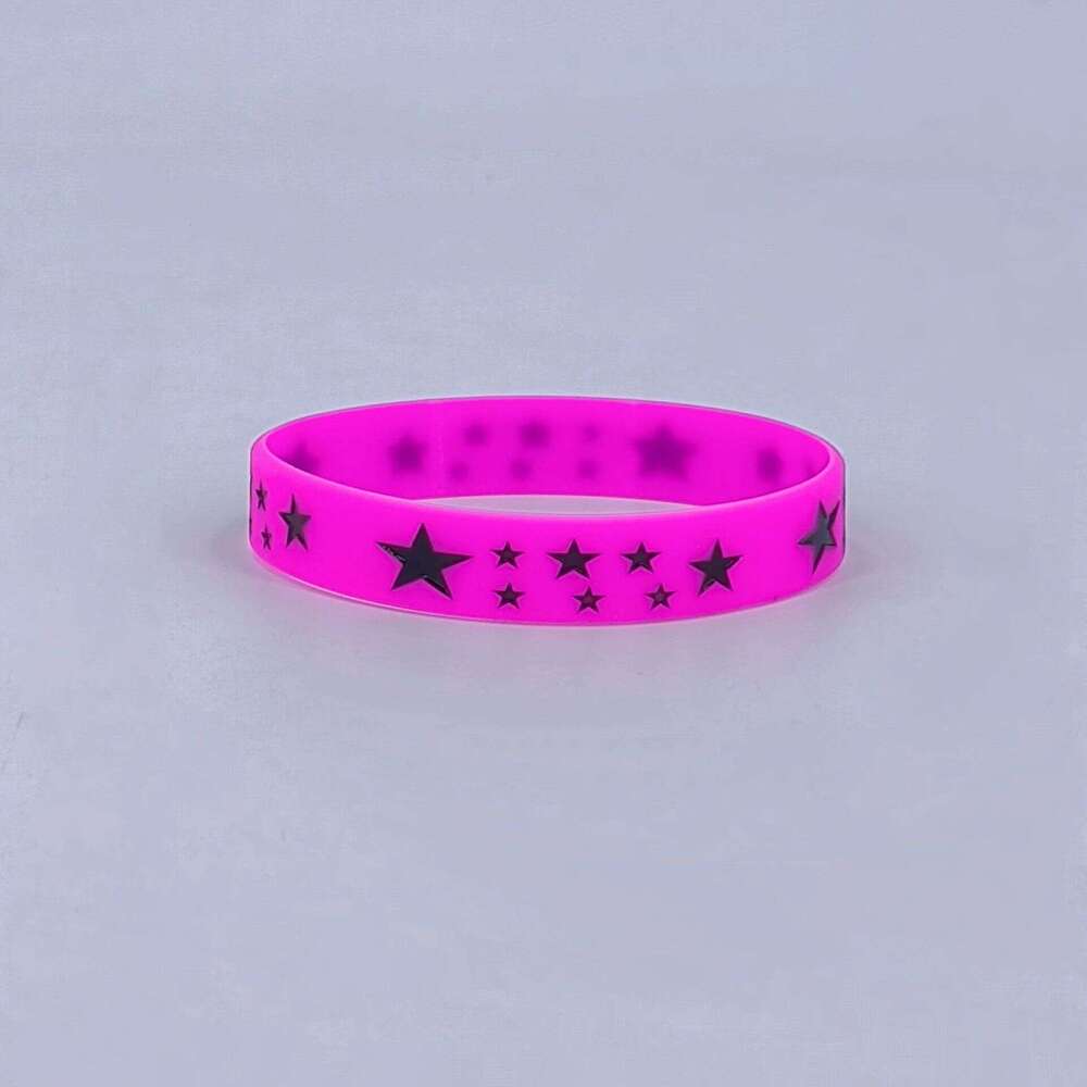 Cross-Border European American 6-Pack Five-Pointed Theme Wristbands Youth Men and Women Sports Color-Filled Star Silicone Bracelets