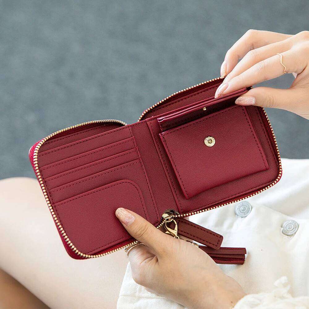 Women's Fringe Square Zipper Short Money Clip, All Simple Card Bag, Multi-functional Fashion Purse, New, 2024 Z260205