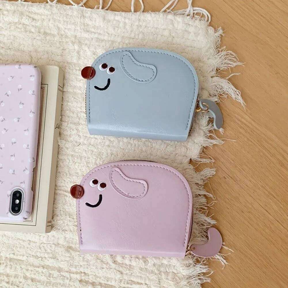 Portable Cartoon Dog Bag Zipper PU Leather Pocket Coin Purse Card Holder Women Z260205