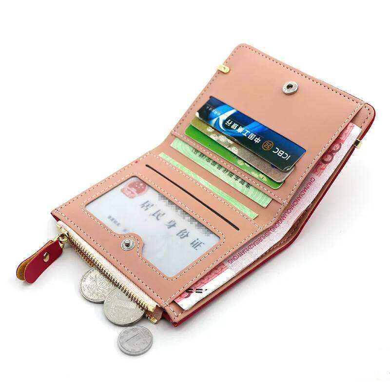 Women's Short Pink Coin Purse Fashion Wallets Woman Card Holder Small Ladies Wallet Female Hasp Mini Clutch for Girl Z260205
