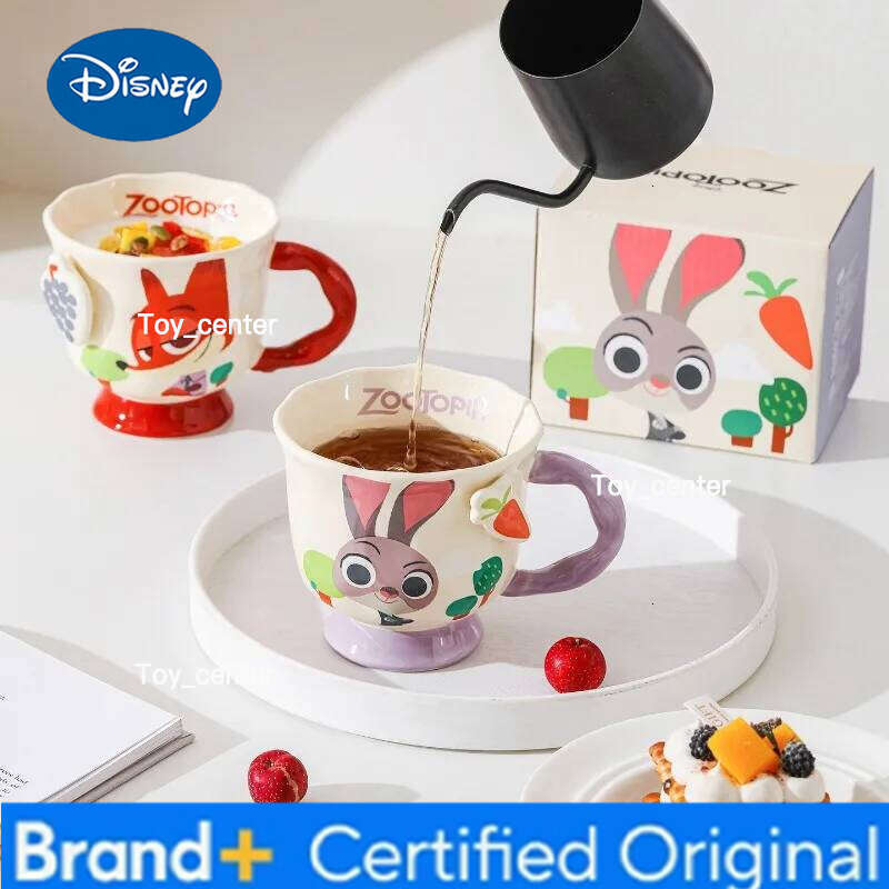 Disney Zootopia 2 Ceramic Judy Nick Kawaii Movie Figures Creative Office Breakfast Coffee Milk Mugs Kids Water Cup Couple Gifts H260205