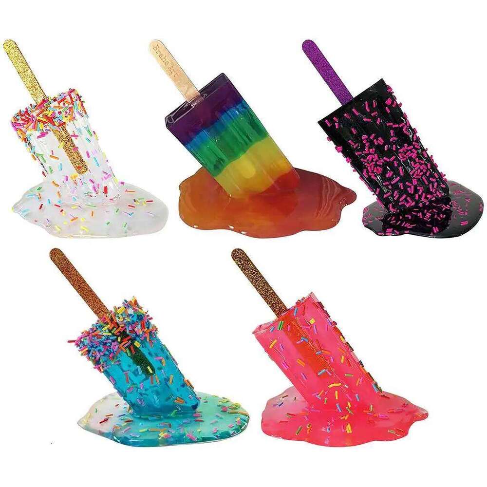 Melting Popsicle Sculpture Ice Cream Statue Decoration Mini Resin Art Crafts S260204