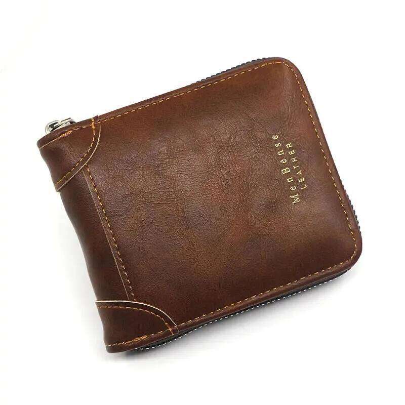 Short Small Zipper Wallet for Men Male Vintage Fashion Casual PU Leather Card Holder With Coin Pocket Coffee Black Brown Z260205