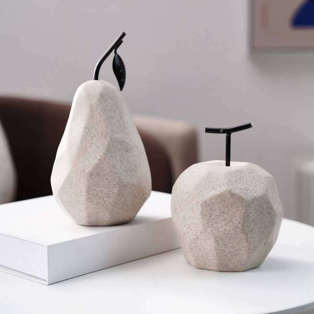1PC, creative simple geometric apple and pear shaped resin decorative item, a festive home desktop display S260204